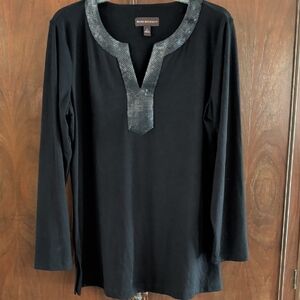 Dana Buchman Black Tunic with Silver Accents